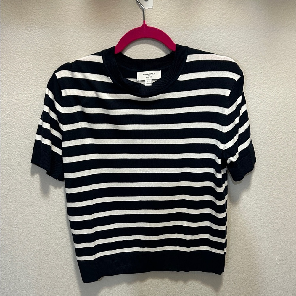 Banana Republic Black and White Striped Sweater
